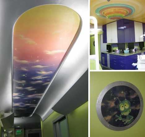 Pediatric Dental Office Design with an Outer Space Them by Unique Interior Design